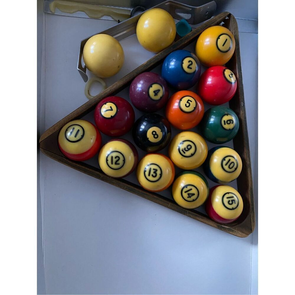 Vintage Brunswick Centennial Gold Crown Heritage Pocket Balls Complete Set